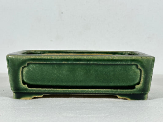 Preowned Japanese Tokoname Glazed Rectangular Bonsai Pot Shibakatsu - 6.25” By 4.75”