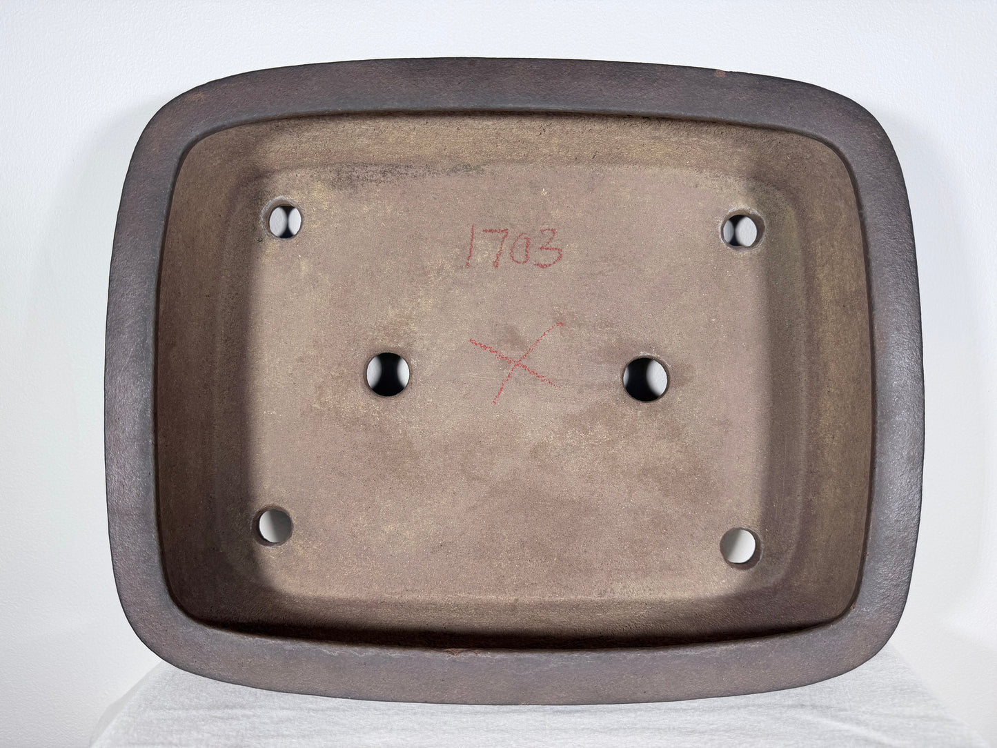 Preowned Japanese Tokoname Unglazed Rectangular Bonsai Pot Kisen - 16.25” By 12.75”
