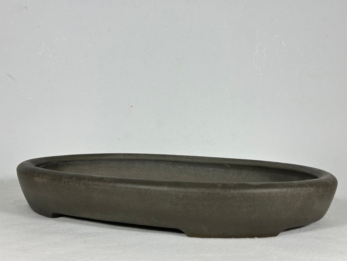 Preowned Japanese Tokoname Unglazed Shallow Oval Bonsai Pot Seizan - 12.75” By 9”