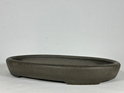 Preowned Japanese Tokoname Unglazed Shallow Oval Bonsai Pot Seizan - 12.75” By 9”