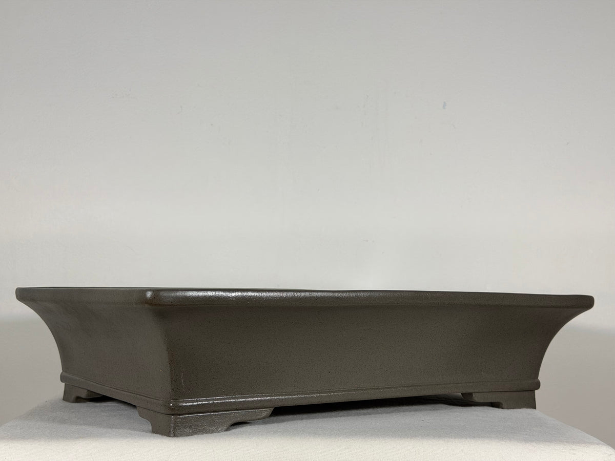Preowned Japanese Tokoname Unglazed Rectangular Bonsai Pot Gyouzan Nakano - 16.5” x 12” x 4”