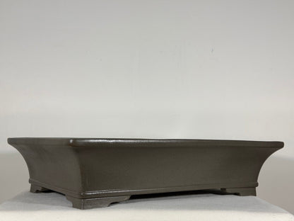 Preowned Japanese Tokoname Unglazed Rectangular Bonsai Pot Gyouzan Nakano - 16.5” x 12” x 4”