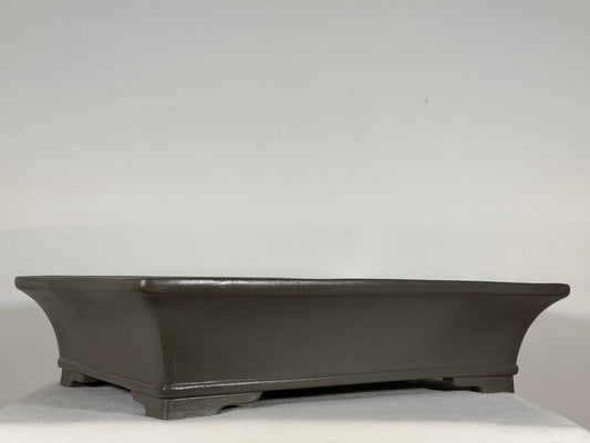 Preowned Japanese Tokoname Unglazed Rectangular Bonsai Pot Gyouzan Nakano - 16.5” x 12” x 4”