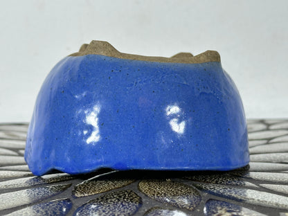 Preowned Japanese Tokoname Glazed Round Bonsai Pot with Stamps - 4 3/8” By 2 1/8”