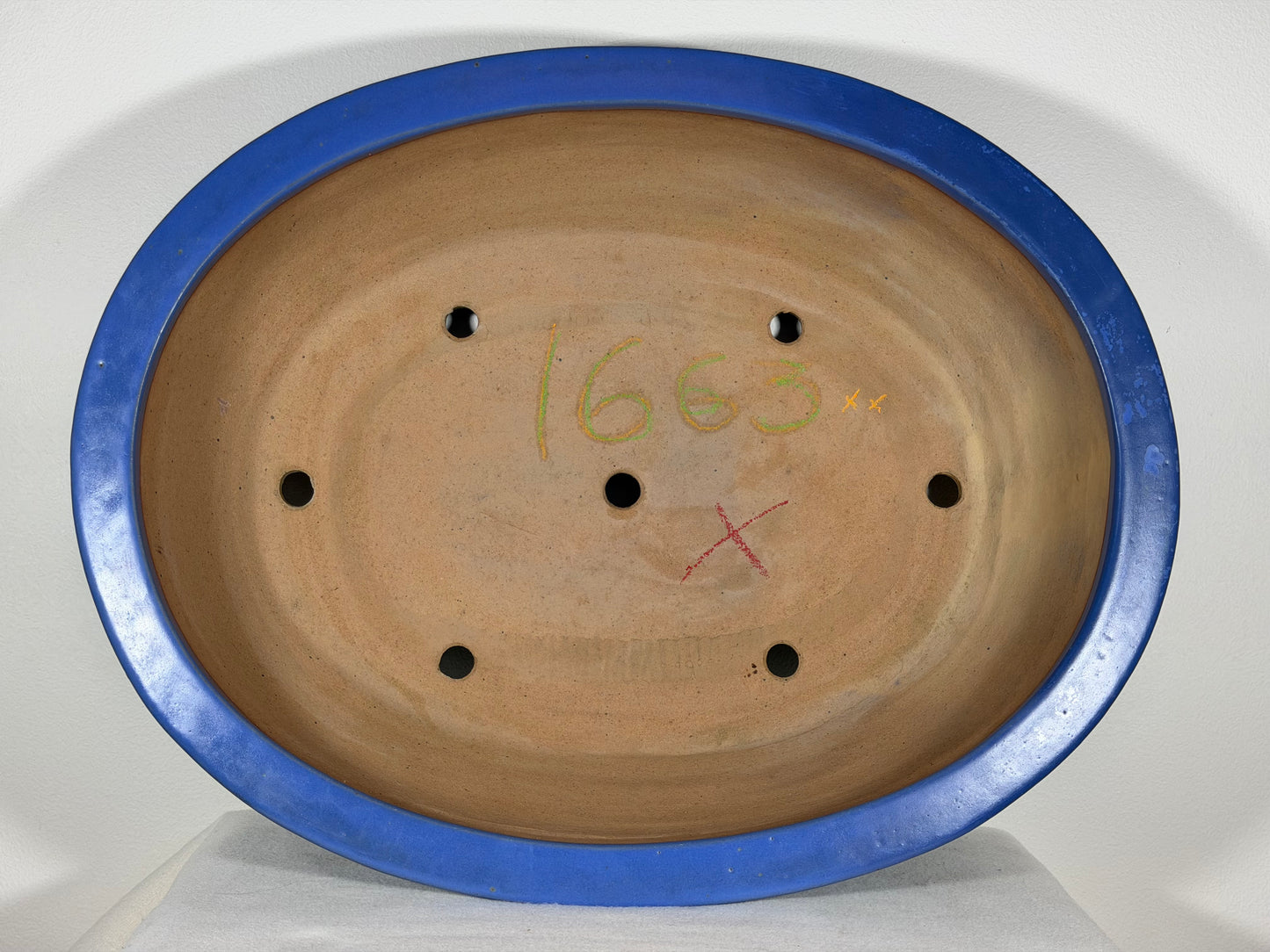 Preowned Japanese Tokoname Glazed Oval Bonsai Pot Reiho - 20.25” By 16”