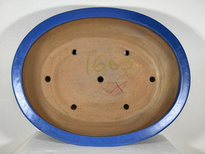 Preowned Japanese Tokoname Glazed Oval Bonsai Pot Reiho - 20.25” By 16”