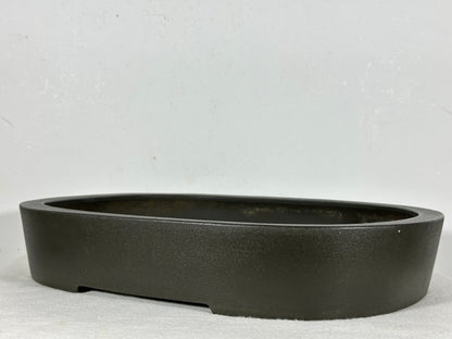 Preowned Japanese Tokoname Unglazed Oval Bonsai Pot Seizan - 14.25” By 11.5”