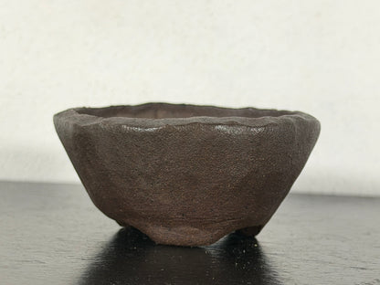 Preowned Japanese Tokoname Unglazed Round Bonsai Pot With Stamp - 2.25” By 1 1/8”