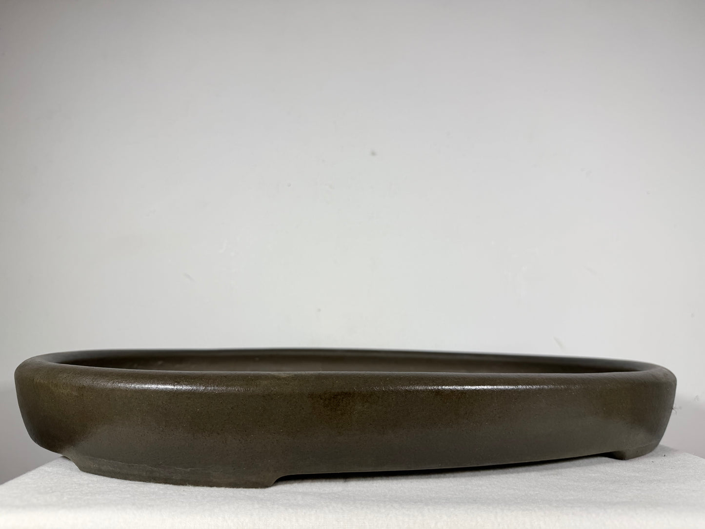 Preowned Japanese Tokoname Unglazed Shallow Oval Bonsai Pot Seizan - 20.75” By 14.75”