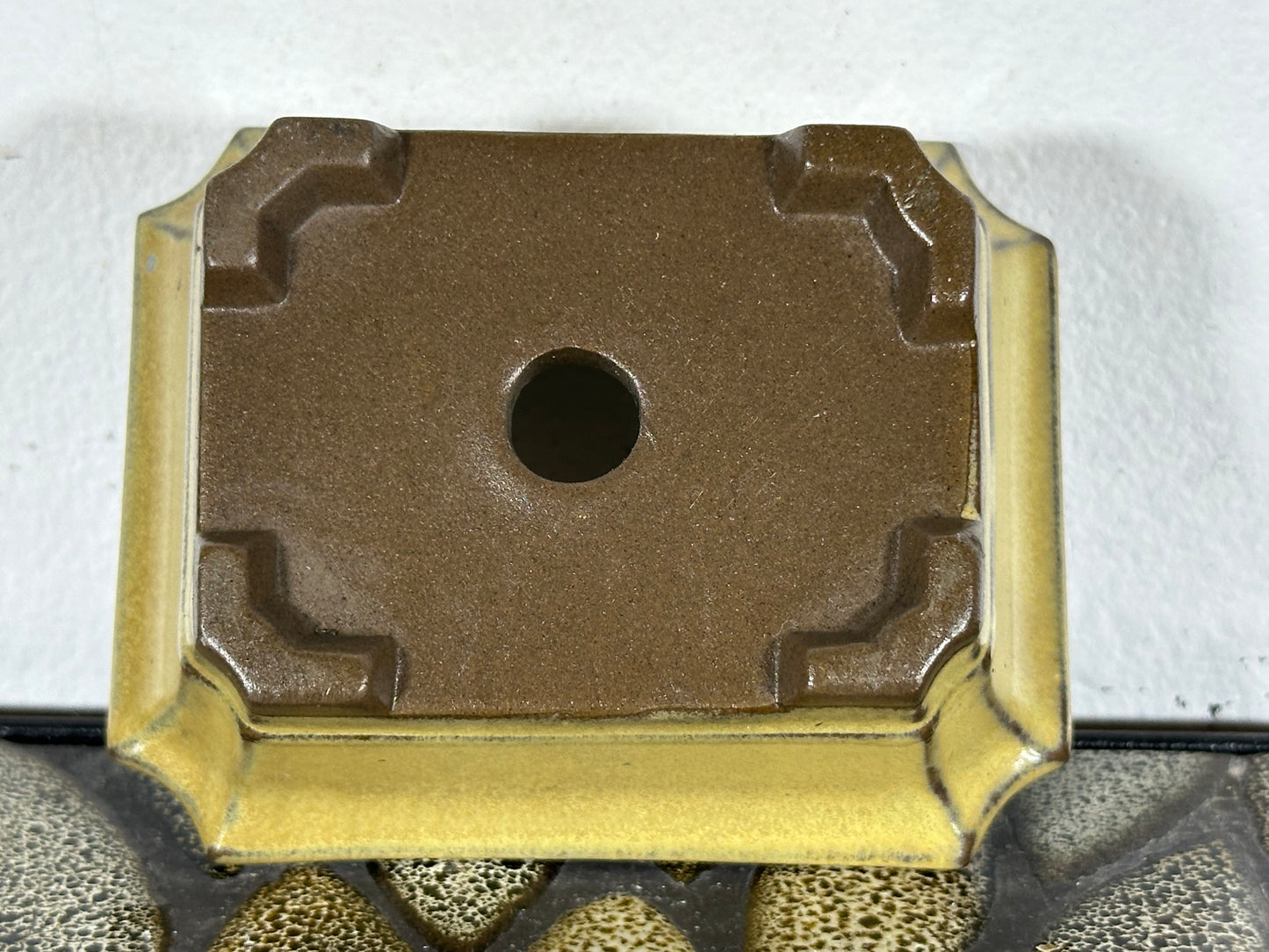 Preowned Japanese Tokoname Glazed Rectangular Bonsai Pot - 3.75” By 3”