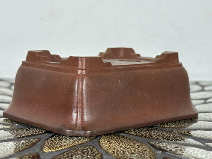 Preowned Japanese Tokoname Unglazed Rectangular Bonsai Pot - 4.25” By 3.25”