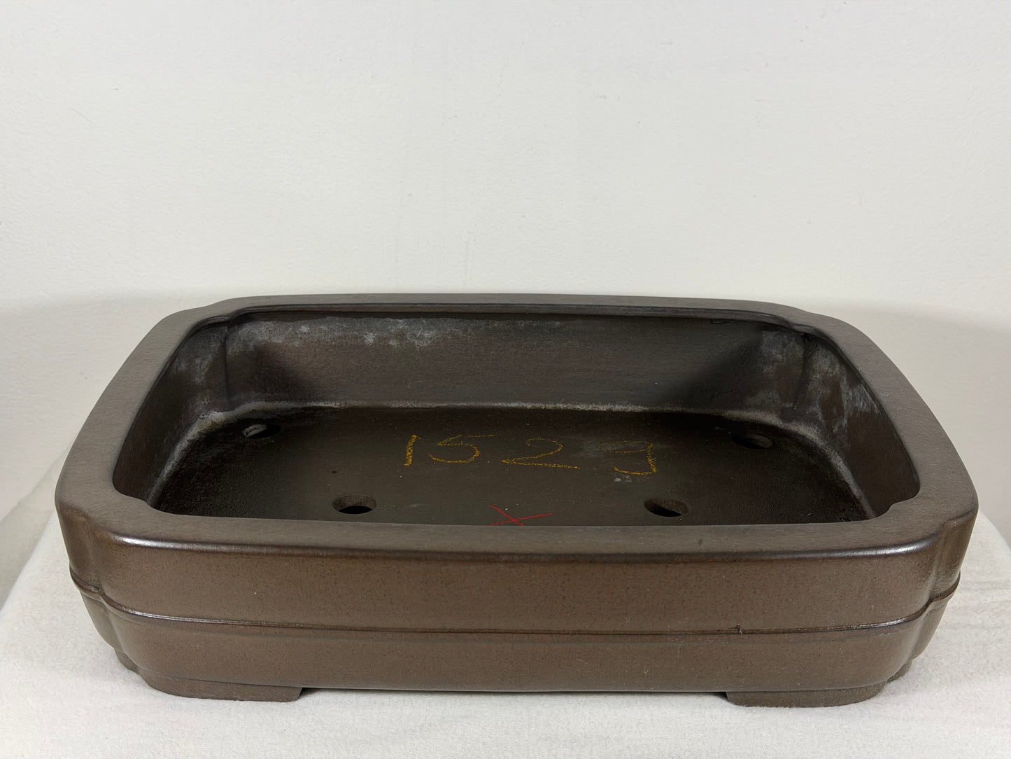 Preowned Japanese Tokoname Unglazed Rectangular Bonsai Pot Eiraku - 13.5” By 10.5”