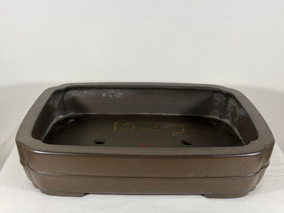Preowned Japanese Tokoname Unglazed Rectangular Bonsai Pot Eiraku - 13.5” By 10.5”