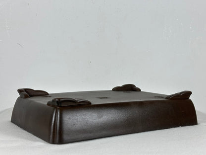 Preowned Japanese Tokoname Unglazed Shallow Rectangular Bonsai Pot - 10.75” By 7.75”
