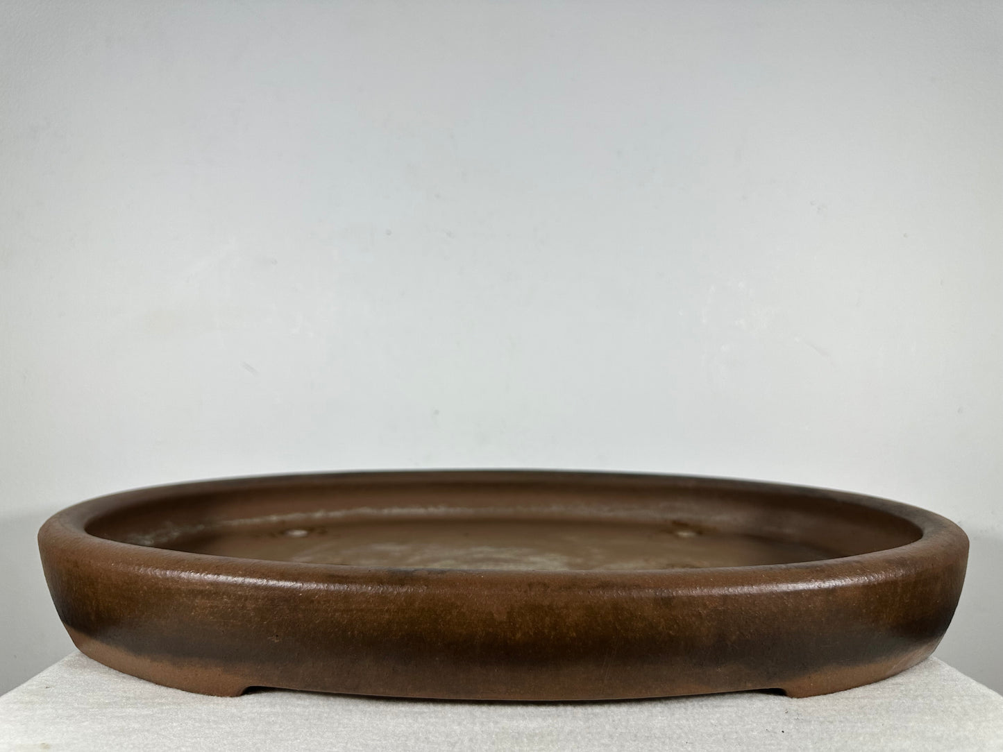 Preowned Japanese Tokoname Unglazed Oval Shallow Bonsai Pot Seizan - 20.5” By 14.25”