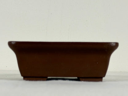 Preowned Japanese Tokoname Unglazed Rectangular Bonsai Pot Yamaaki - 4.5” x 3.5” x 1 5/8”