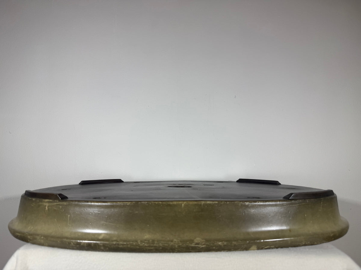 Preowned Japanese Tokoname Glazed Shallow Oval Bonsai Pot Hatutori -  24.5” x 18” x 2.75”