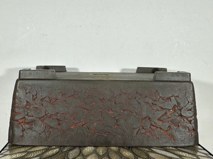 Preowned Vintage Japanese Tokoname Unglazed Rectangular Bonsai Pot Yamakou - 16.25” By 12.25”