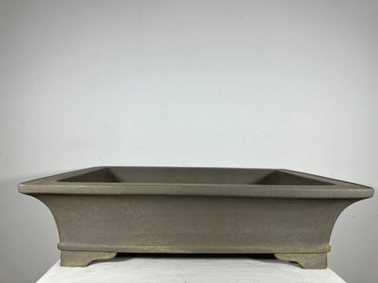 Preowned Japanese Tokoname Unglazed Rectangular Bonsai Pot Seizan - 19.5” By 14.25”
