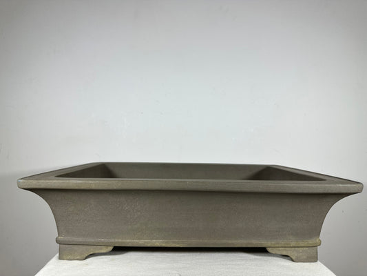 Preowned Japanese Tokoname Unglazed Rectangular Bonsai Pot Seizan - 19.5” By 14.25”