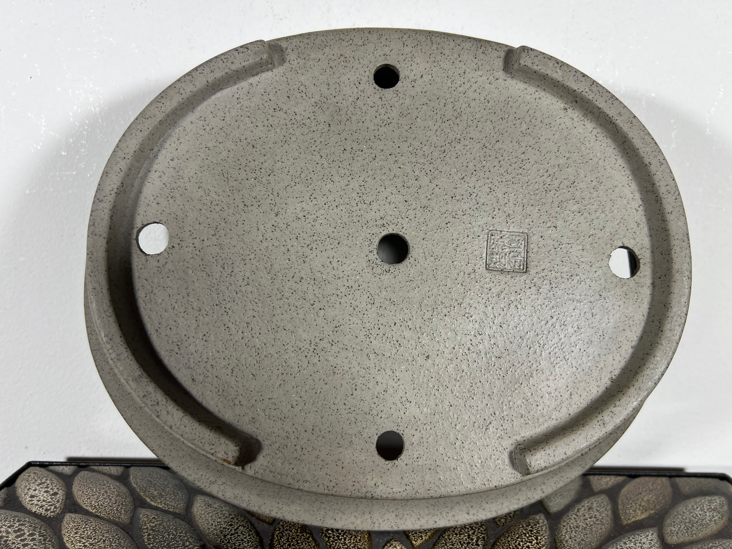 Preowned Japanese Tokoname Unglazed Oval Bonsai Pot Seizan - 11.5” By 9.75”
