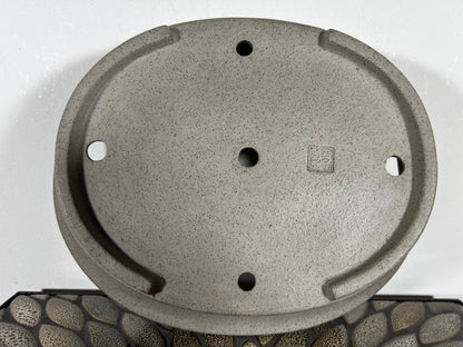Preowned Japanese Tokoname Unglazed Oval Bonsai Pot Seizan - 11.5” By 9.75”