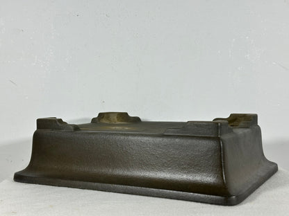 Preowned Japanese Tokoname Unglazed Rectangular Bonsai Pot Seizan - 12.5” By 9.5”