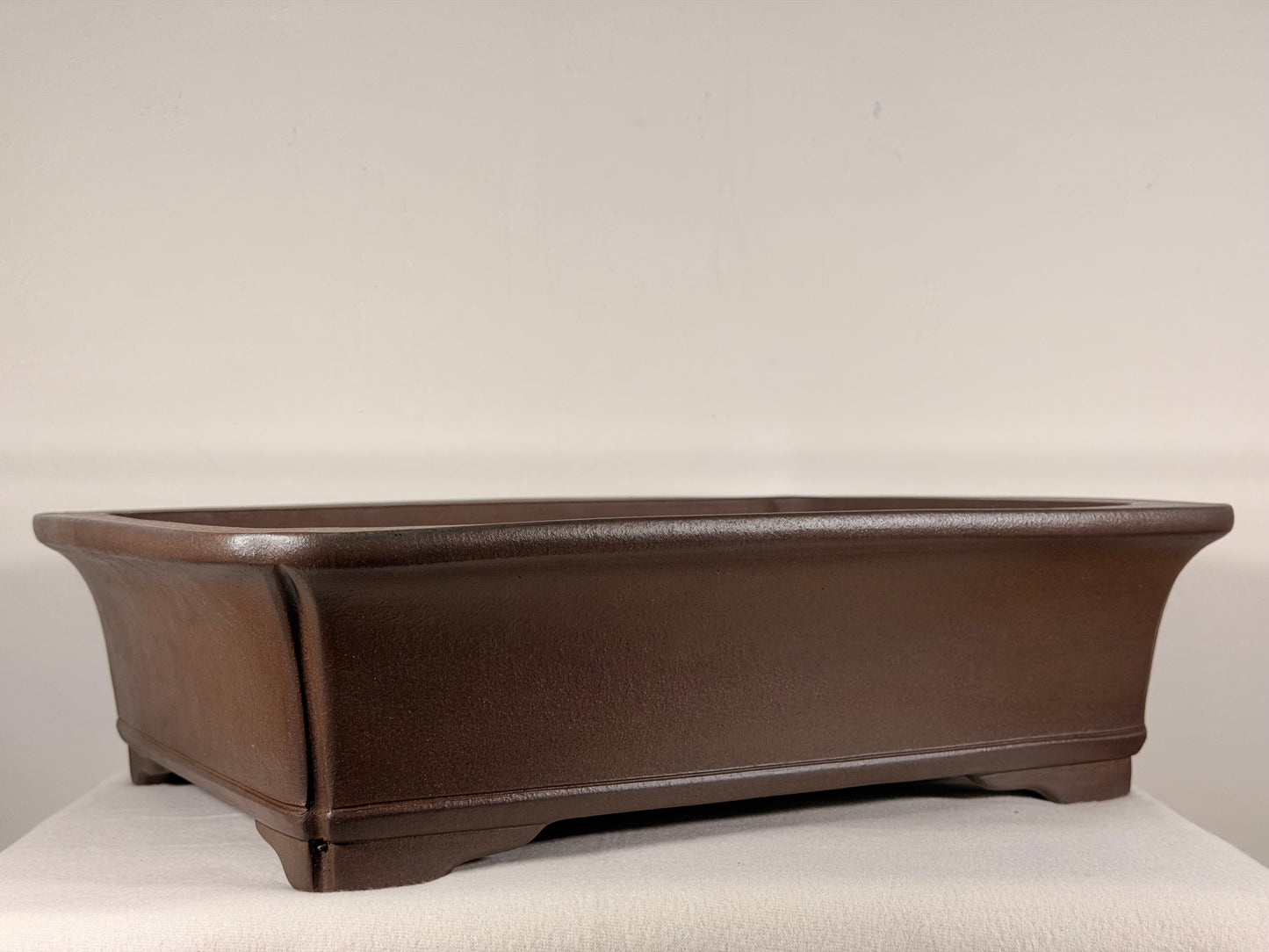 Preowned Japanese Tokoname Unglazed Rectangular Bonsai Pot Yuji Nakano - 16.25” By 13”