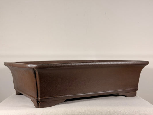 Preowned Japanese Tokoname Unglazed Rectangular Bonsai Pot Yuji Nakano - 16.25” By 13”