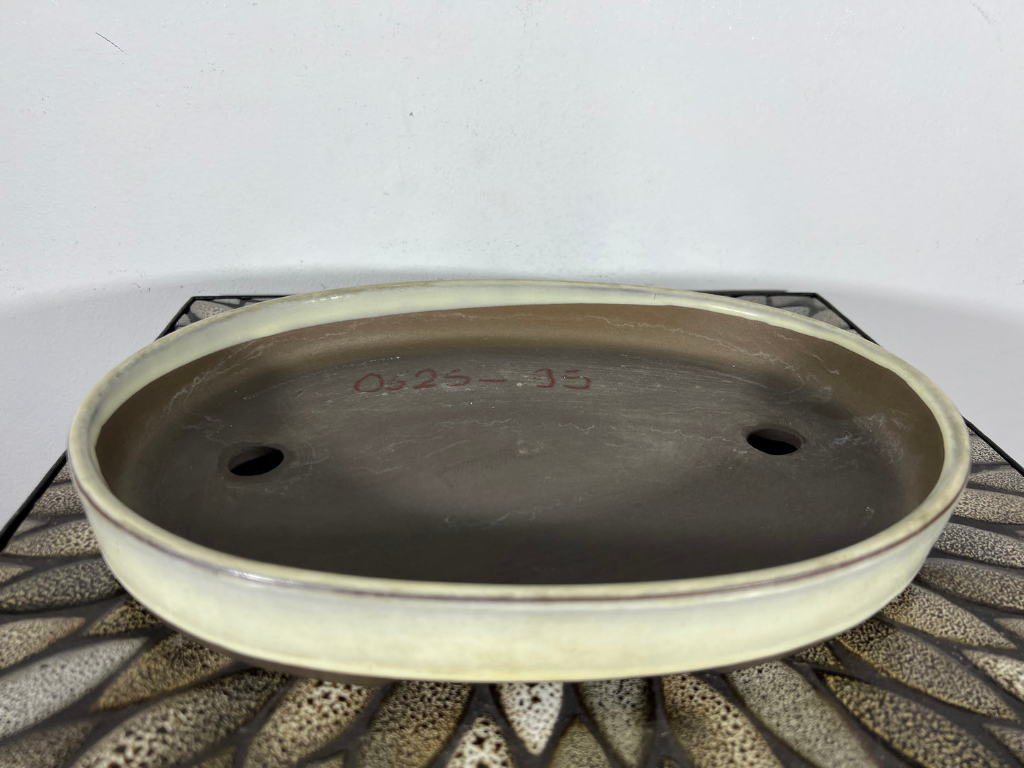 Preowned Japanese Tokoname Shallow Oval Bonsai Pot - 12.75” By 9.25”