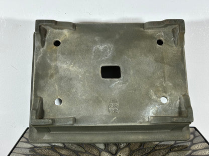 Preowned Vintage Japanese Tokoname Unglazed Rectangular Bonsai Pot Yamakou - 13 3/8” By 10.25”