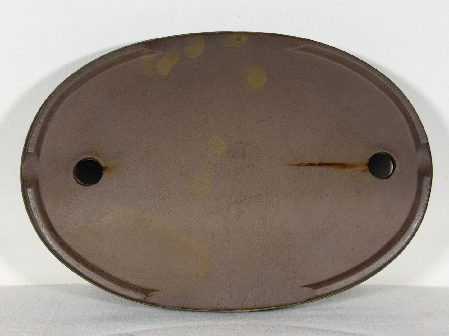 Preowned Japanese Tokoname Glazed Shallow Oval Bonsai Pot - 11.75” By 8.25”