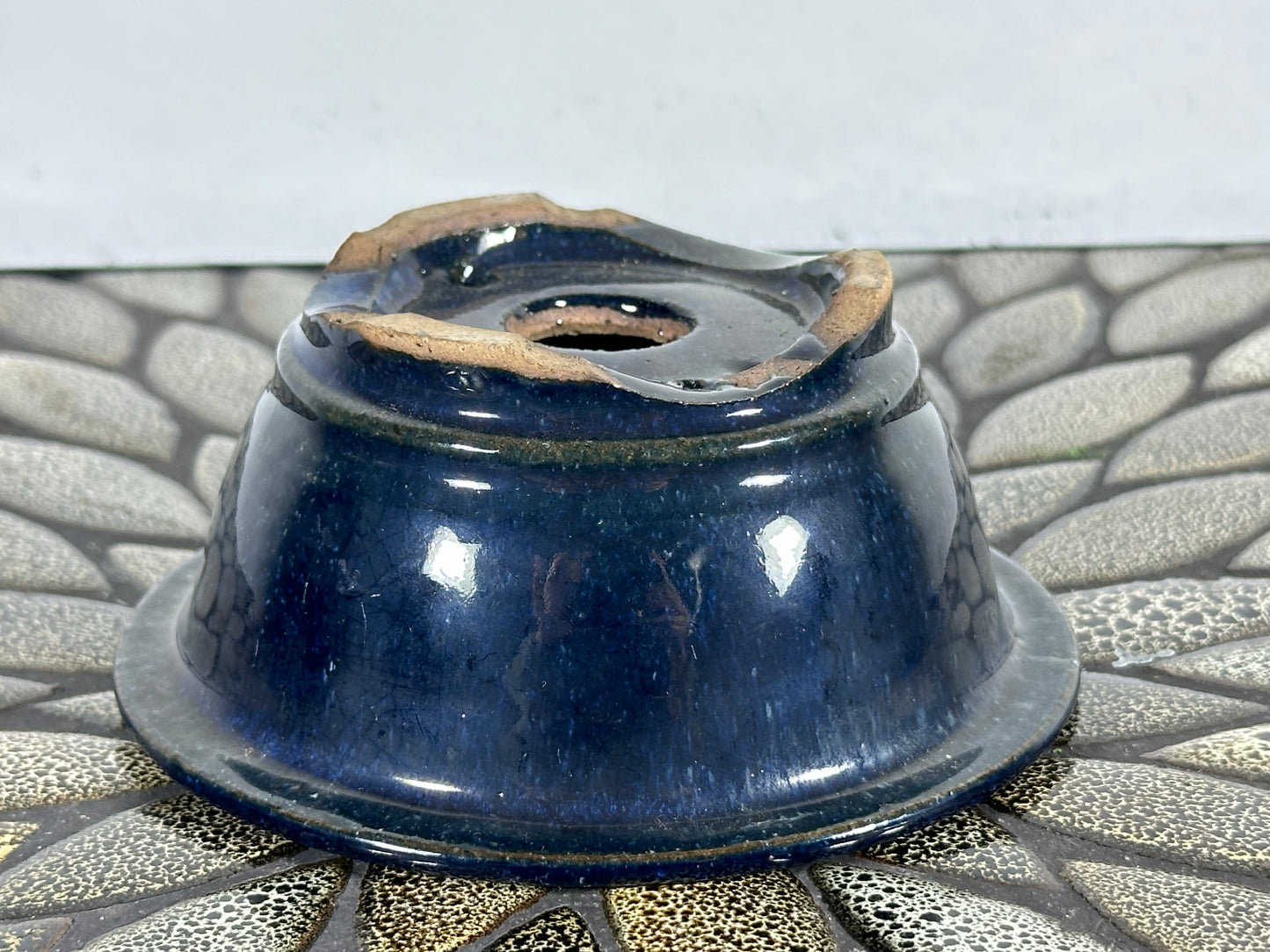 New Japanese Tokoname Round Glazed Bonsai Pot Katu - 5” By 2.25”