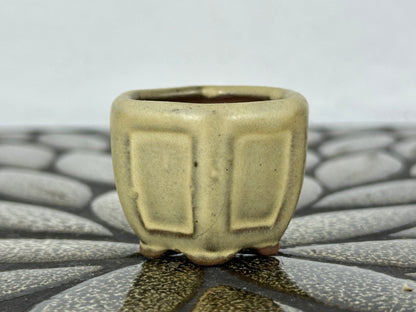 Preowned Japanese Tokoname Glazed Hexagon Bonsai Pot - 1 5/8” By 1.25”