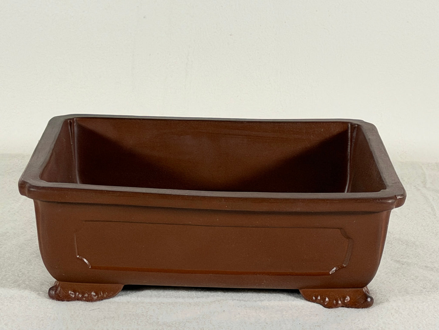 Preowned Japanese Tokoname Unglazed Rectangular Bonsai Pot with Stamp - 7.75” By 6.25”