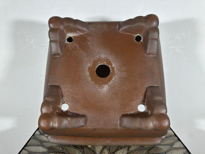 Preowned Japanese Tokoname Square Bonsai Pot Tazan - 12.75” By 6”