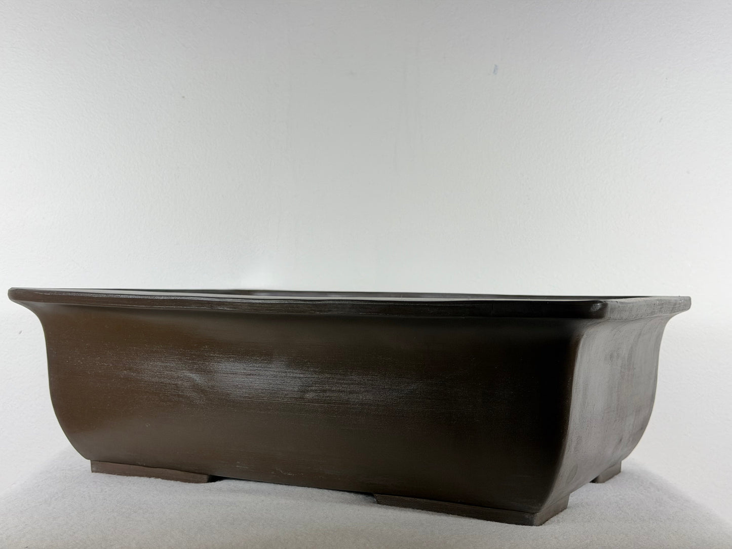 Preowned Japanese Tokoname Unglazed Rectangular Bonsai Pot Yamaaki - 15.5” By 11”