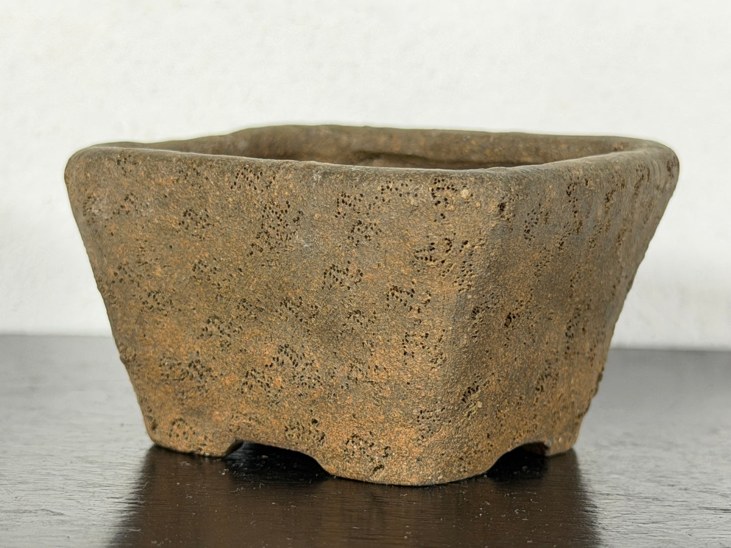 Preowned Japanese Tokoname Unglazed Square Bonsai Pot - 2.25” By 1.25”