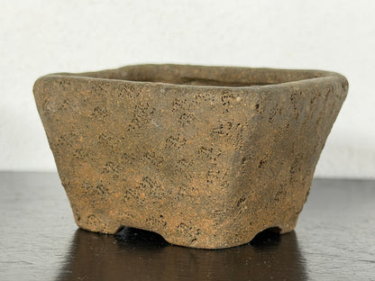 Preowned Japanese Tokoname Unglazed Square Bonsai Pot - 2.25” By 1.25”