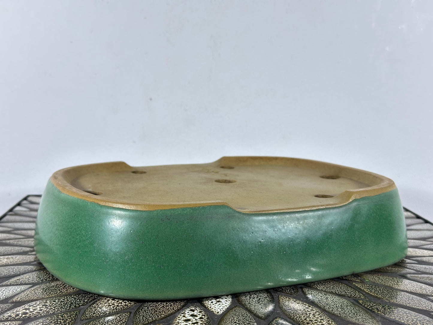Preowned Japanese Tokoname Glazed Rectangular Bonsai Pot Yamafusa - 11.25” By 8.5”