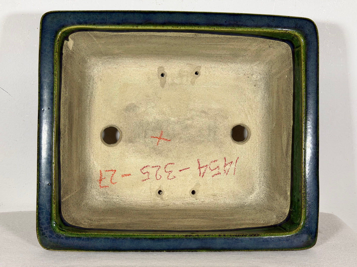 New Japanese Tokoname Glazed Rectangular Bonsai Pot Mazan Terahata - 11” By 9.5”