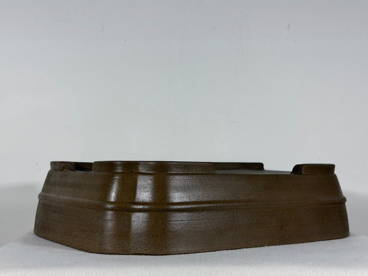 Preowned Japanese Tokoname Unglazed Rectangular Bonsai Pot Sykouzan - 14.25” By 11.25”