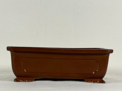 Preowned Japanese Tokoname Unglazed Rectangular Bonsai Pot with Stamp - 7.75” By 6.25”