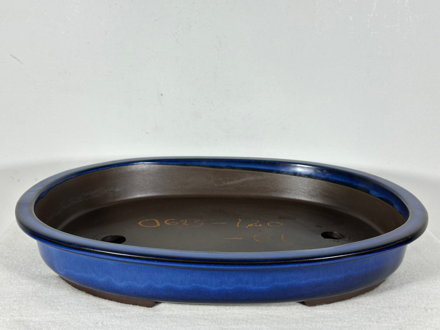 Preowned Japanese Tokoname Glazed Shallow Oval Bonsai Pot - 13.75” By 11”