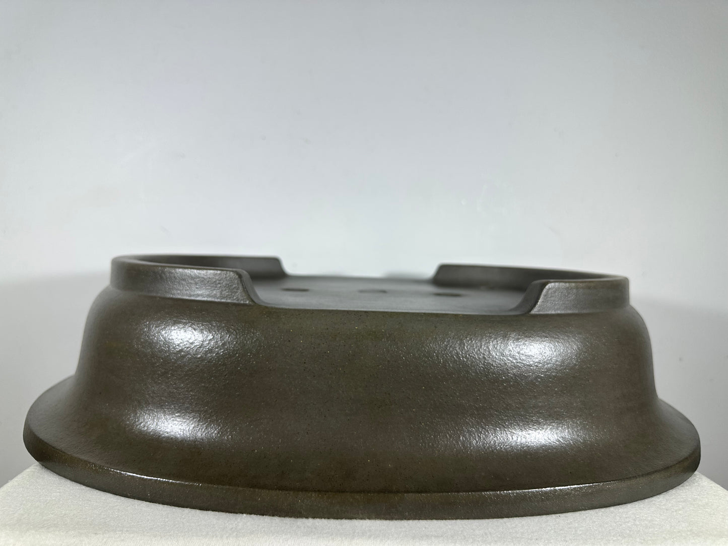 Preowned Japanese Tokoname Unglazed Oval Bonsai Pot Seizan - 20.5” By 16.25”