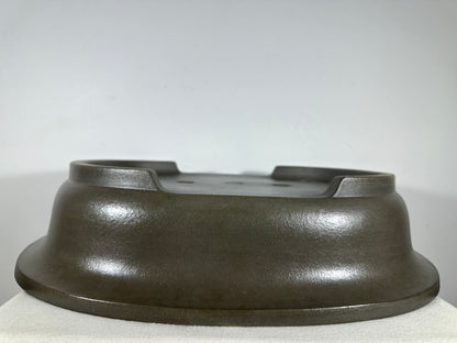 Preowned Japanese Tokoname Unglazed Oval Bonsai Pot Seizan - 20.5” By 16.25”