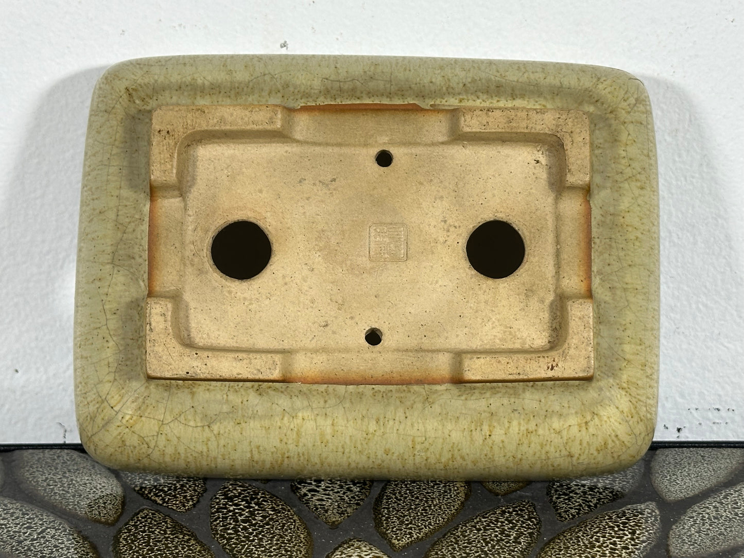 Preowned Japanese Tokoname Glazed Rectangular Bonsai Pot Bigei - 6” By 4.5”