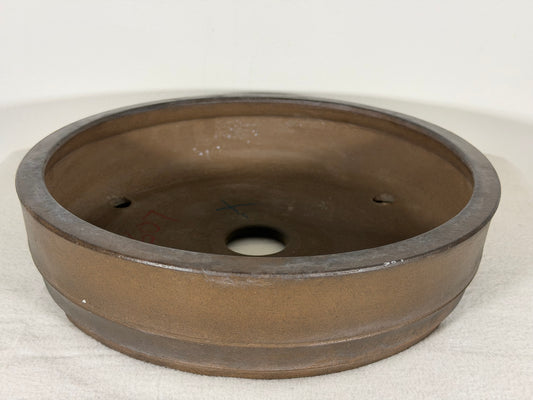 Preowned Japanese Tokoname Unglaed Round Bonsai Pot Touyou - 11” By 2.75”