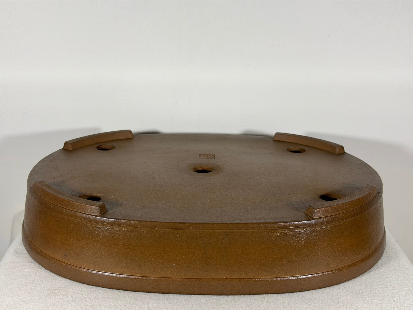 Preowned Japanese Tokoname Unglazed Oval Bonsai Pot Kizan - 16” By 12.5”