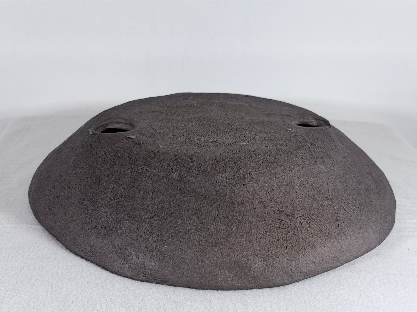 Preowned Japanese Tokoname Unglazed Round Nanban Style Bonsai Pot - 11.5” By 2.35”